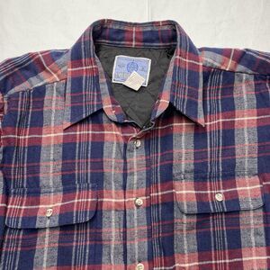 American Hero Men's Quilted‎ Flannel Large Blue Red Plaid